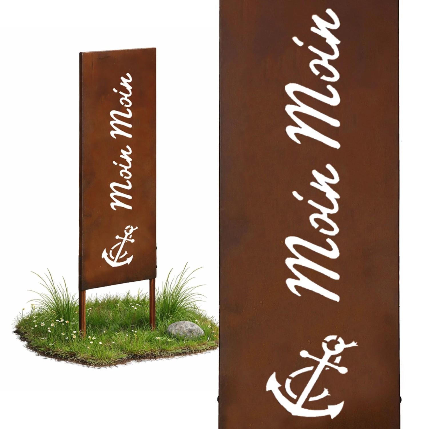 Relaxdays Gartenstecker Eisen Rostbraun Wetterfest 115 cm x 28 cm