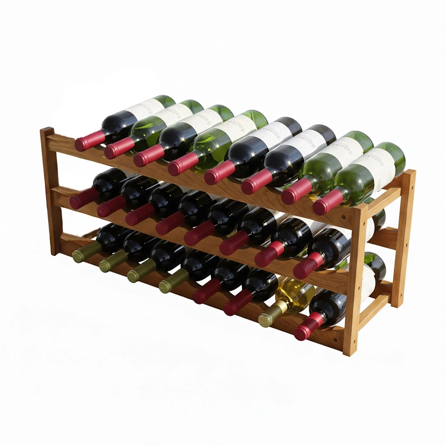 Relaxdays Weinregal Walnuss Natur für 24 Flaschen 28 cm x 78 cm x 21 cm