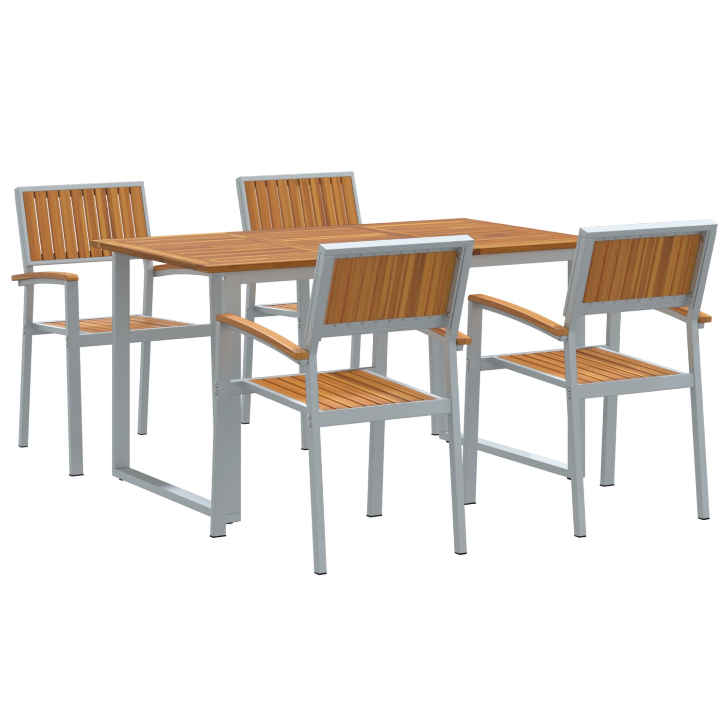 vidaXL 5-tlg Garten-Essgruppe Grau Stahl und Massivholz Akazie 3284351 günstig online kaufen