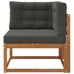 vidaXL Ecksofa aus Akazienholz mit anthrazitfarbenen Kissen für den Garten.