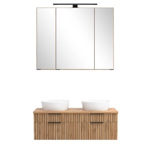 Held Möbel Waschtisch-Set Keramikbecken Weiß 200 x 120 x 47 cm Eiche 2-tlg.