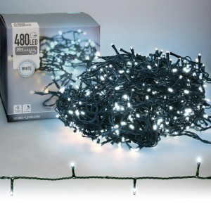 ECD Germany LED Cluster Lichterkette, 36m, 480 kaltweiße LEDs, mit Timer und 8 Modi für Weihnachtsbeleuchtung.