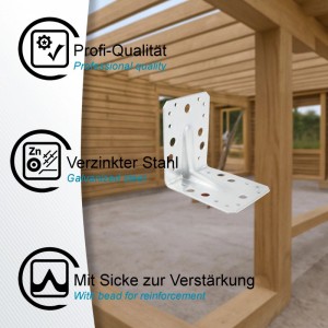 SOTECH Winkelverbinder 90 Grad aus verzinktem Stahl mit Sicke, ideal für Holzkonstruktionen. Robust & stabil.