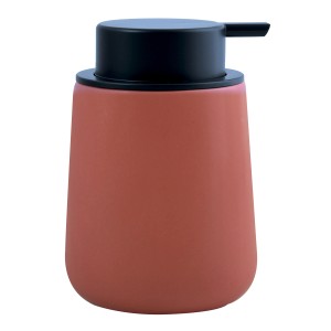 MSV Seifenspender Maonie aus Keramik in Terrakotta mit schwarzem Pumpkopf.