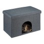 Relaxdays Katzenhöhle MDF Grau Faltbar mit Sitzauflage 38,5 cm x 64,5 cm x 37,5 cm 3,6 kg