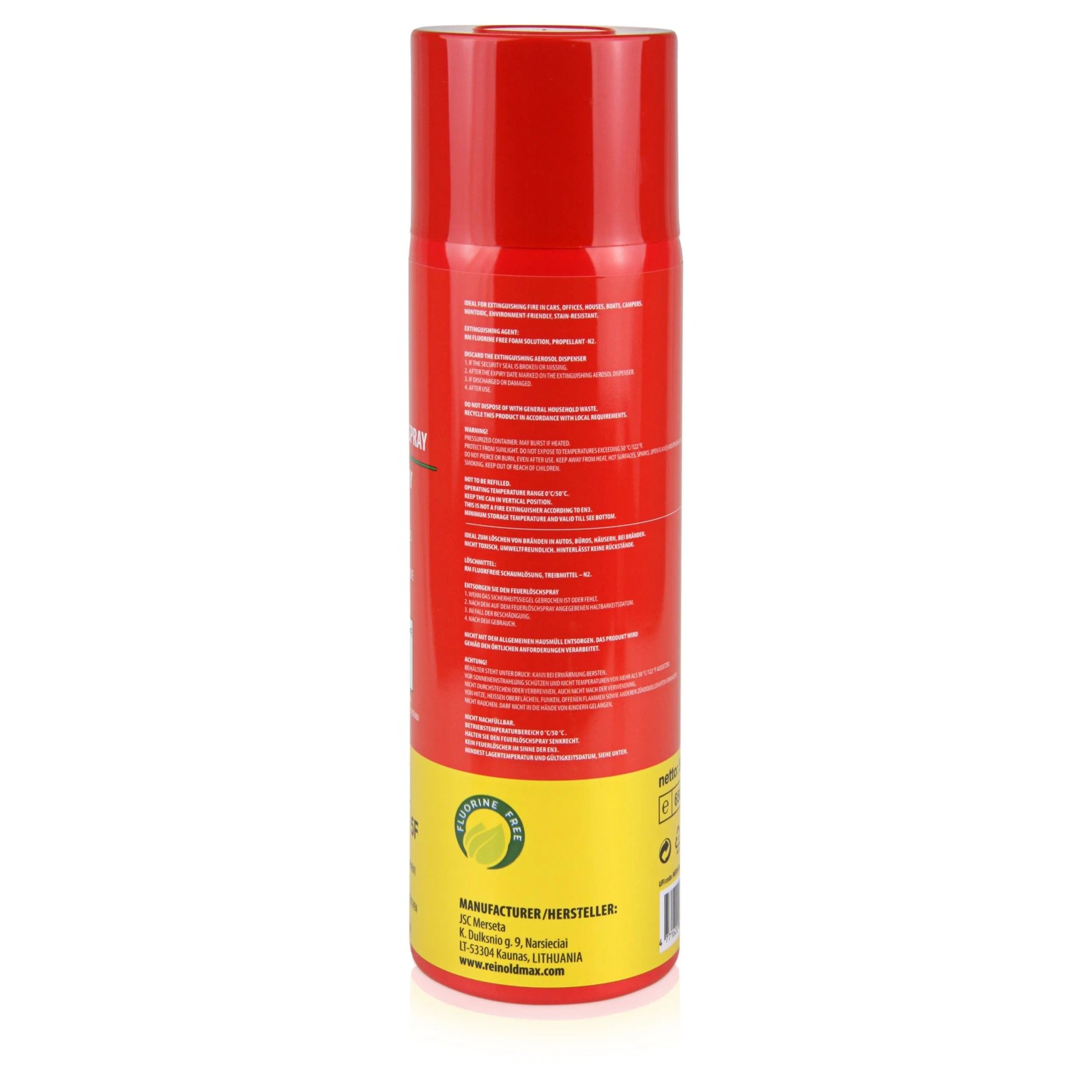 Rote Sprühdose Höfer Chemie Feuerlöschspray 500g für Haushalt.