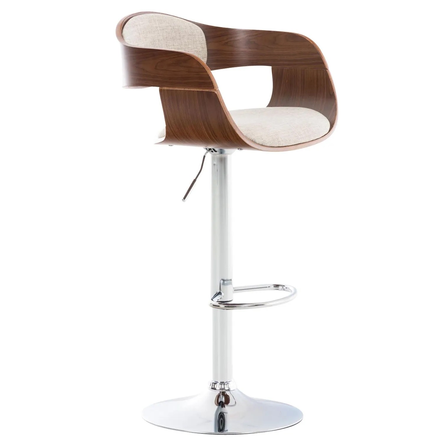 DELUKE Barhocker NADAN Stoff Walnuss/creme 50x48x88cm Barstuhl Höhenverstellbar Mit Lehne Drehbar Tresenhocker Tresenstu...