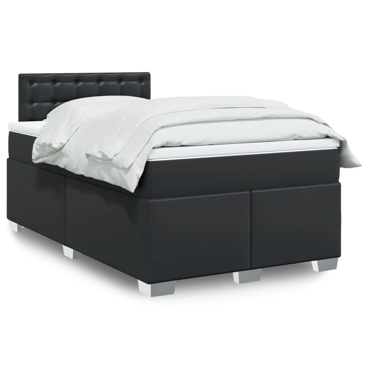 vidaXL Boxspringbett mit Matratze Schwarz 120x200 cm Kunstleder 3288416 günstig online kaufen
