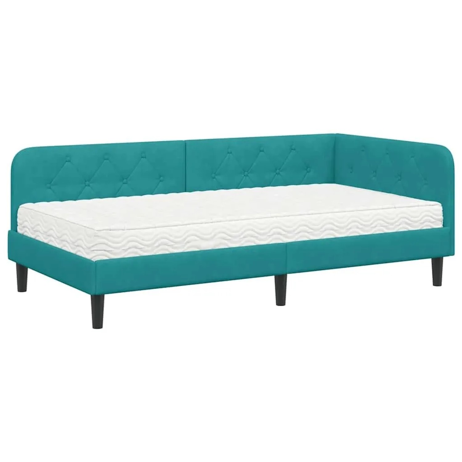 vidaXL Eckbettgestell mit Matratze Türkis 90 x 200 cm Samt 3394162 günstig online kaufen