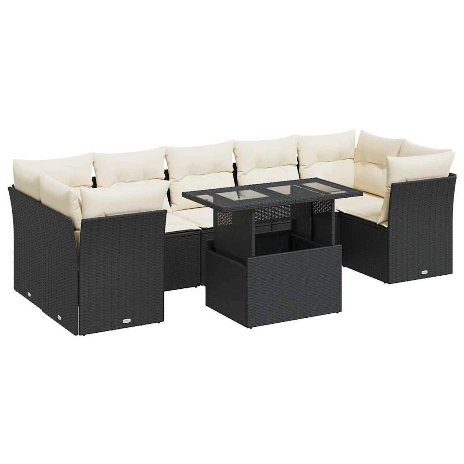 vidaXL 8-Tlg Garten-Sofagarnitur mit Kissen Schwarz Poly Rattan 3326117 günstig online kaufen