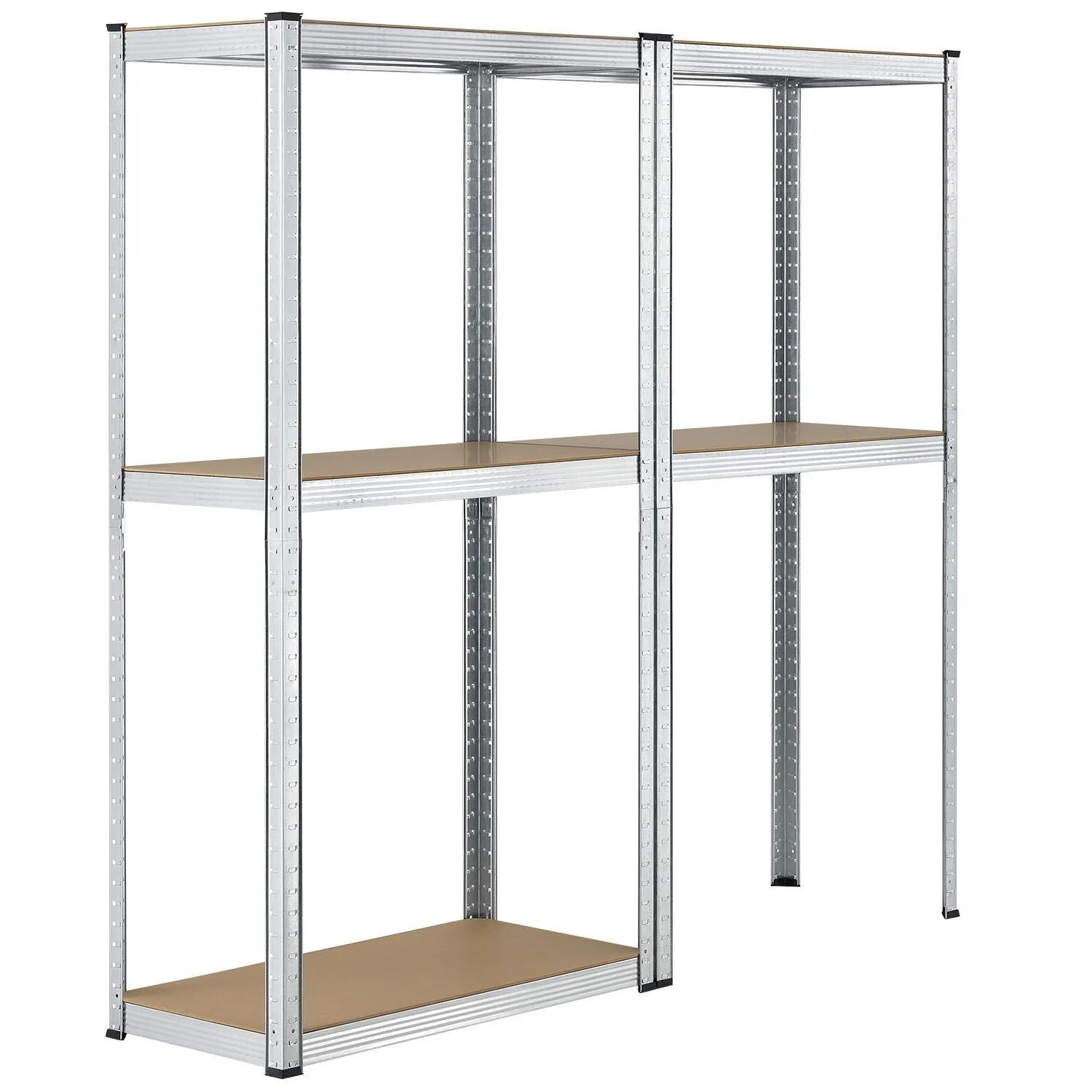 2er Set Juskys Lagerregal Easy, 160x80x40cm, verzinkt mit MDF-Böden. Schwerlastregal für Keller, Garage oder Werkstatt.