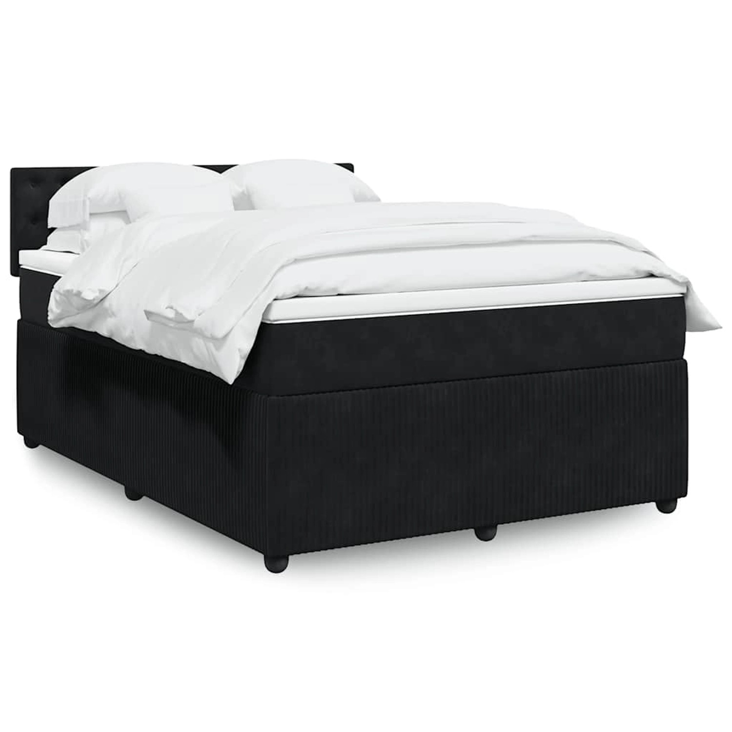 vidaXL Boxspringbett mit Matratze Schwarz 140x200 cm Samt 3290072 günstig online kaufen