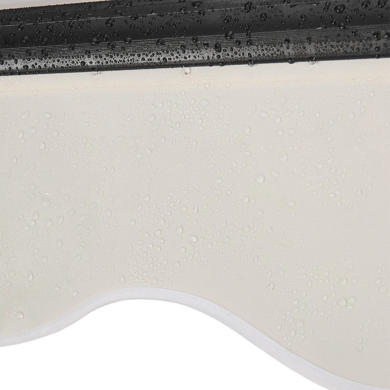 Detailaufnahme: Beige Juskys Gelenkarmmarkise (300x250 cm) mit Wassertropfen, wasserabweisend.