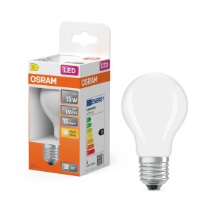 Osram E27 LED-Lampe, Glühlampenform, 1W, matt, warmweiß. Energiesparend und langlebig.