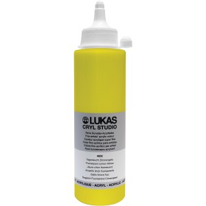 Lukas Cryl Studio Acrylfarbe, 250ml, Tagesleuchtfarbe Zitronengelb.
