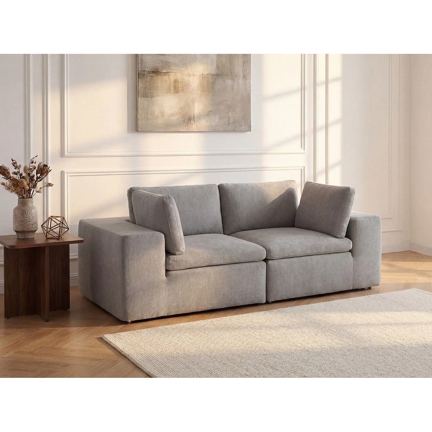 Vente-unique Modulierbares Sofa Cortoline Grau 224 cm