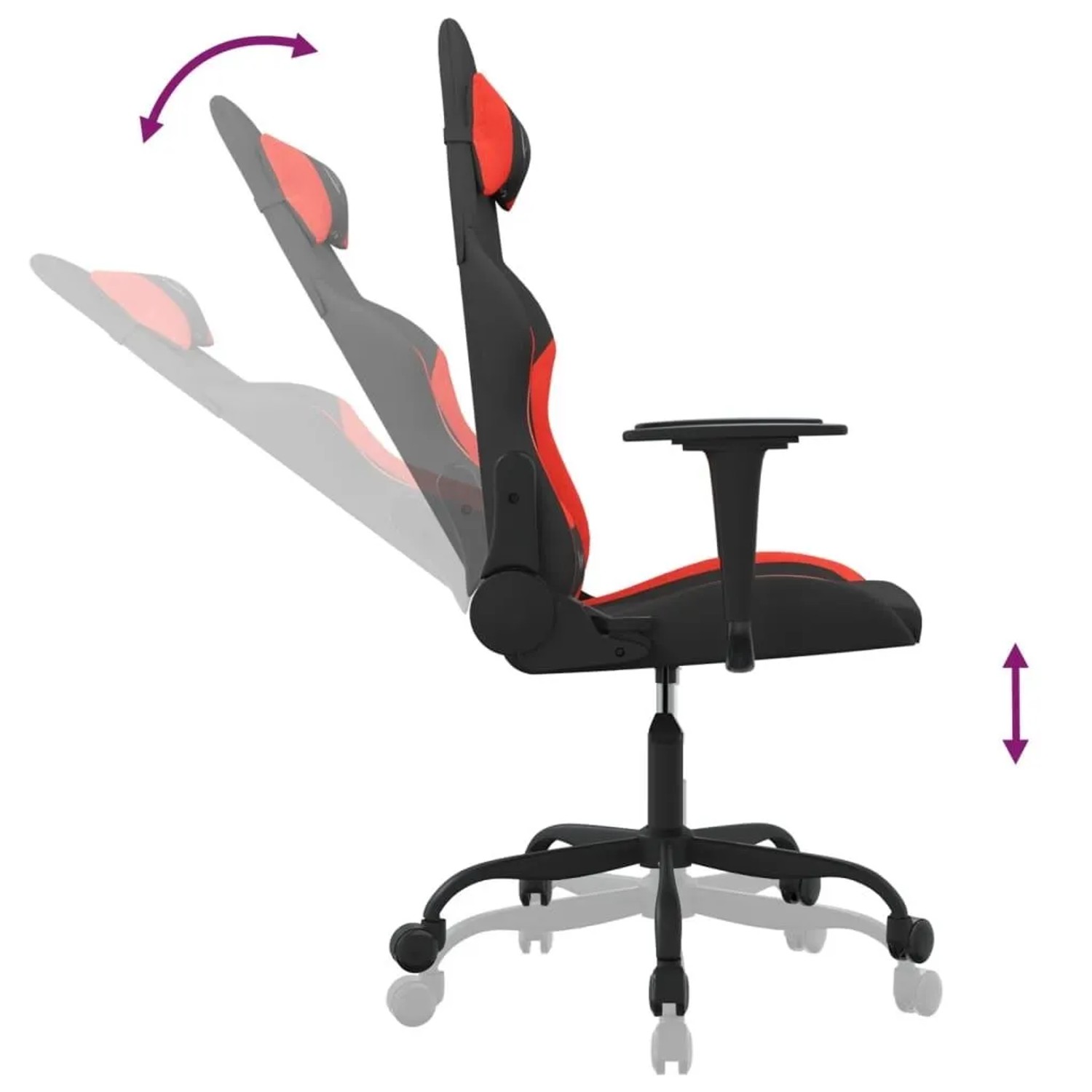 vidaXL Gaming-Stuhl mit Massagefunktion Schwarz und Rot Stoff 345478_6