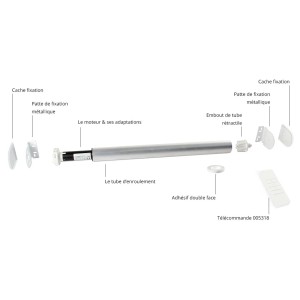 Avosdim Funkmotor-Set mit Welle (32mm, 180cm) zur Motorisierung von Rollos, inkl. Fernbedienung.