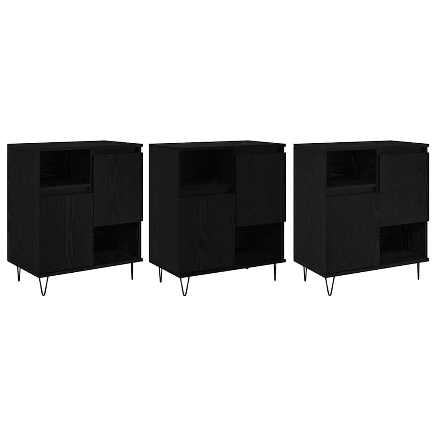 vidaXL Sideboards 3 Stk Schwarz Eichen-Optik 180 x 35 x 70 cm 3394565 günstig online kaufen