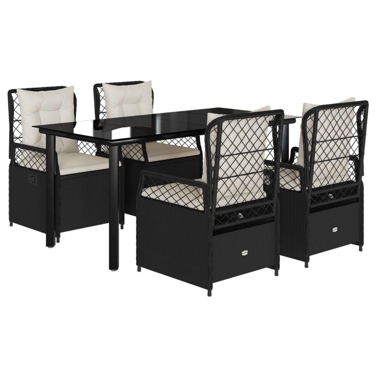 vidaXL 5-Tlg Garten-Essgruppe mit Kissen Schwarz Poly Rattan 3262967 günstig online kaufen
