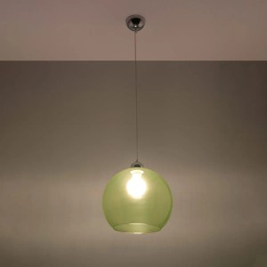Grüne Sollux Lighting Hängeleuchte Ball mit runder Glasform. Moderne Pendelleuchte für Lampen & Leuchten.