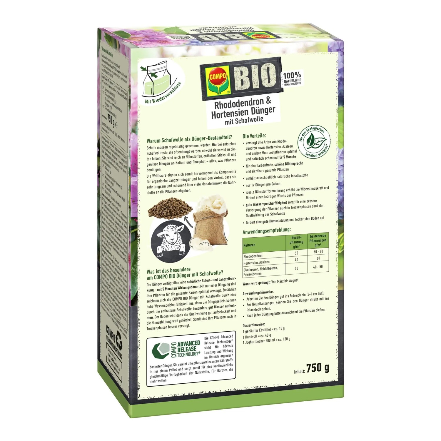 Compo Bio Rhododendron Langzeit-Dünger mit Schafwolle 750 g_2