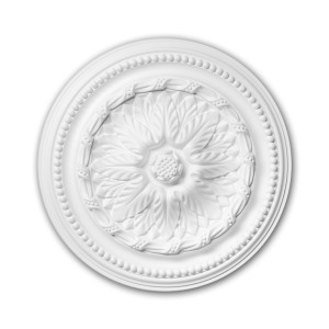 Weiße PROFHOME Deckenrosette aus Polyurethan, 40 cm Durchmesser, Zierelement für Paneele.