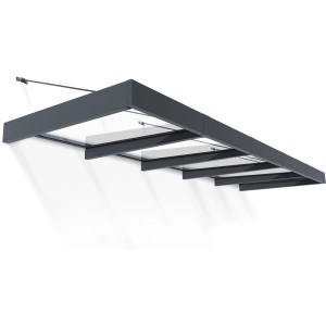 Palram Canopia Vordach Sophia XL, 4,7 m, schwarz-transparent, für Terrassen & Hauseingänge.