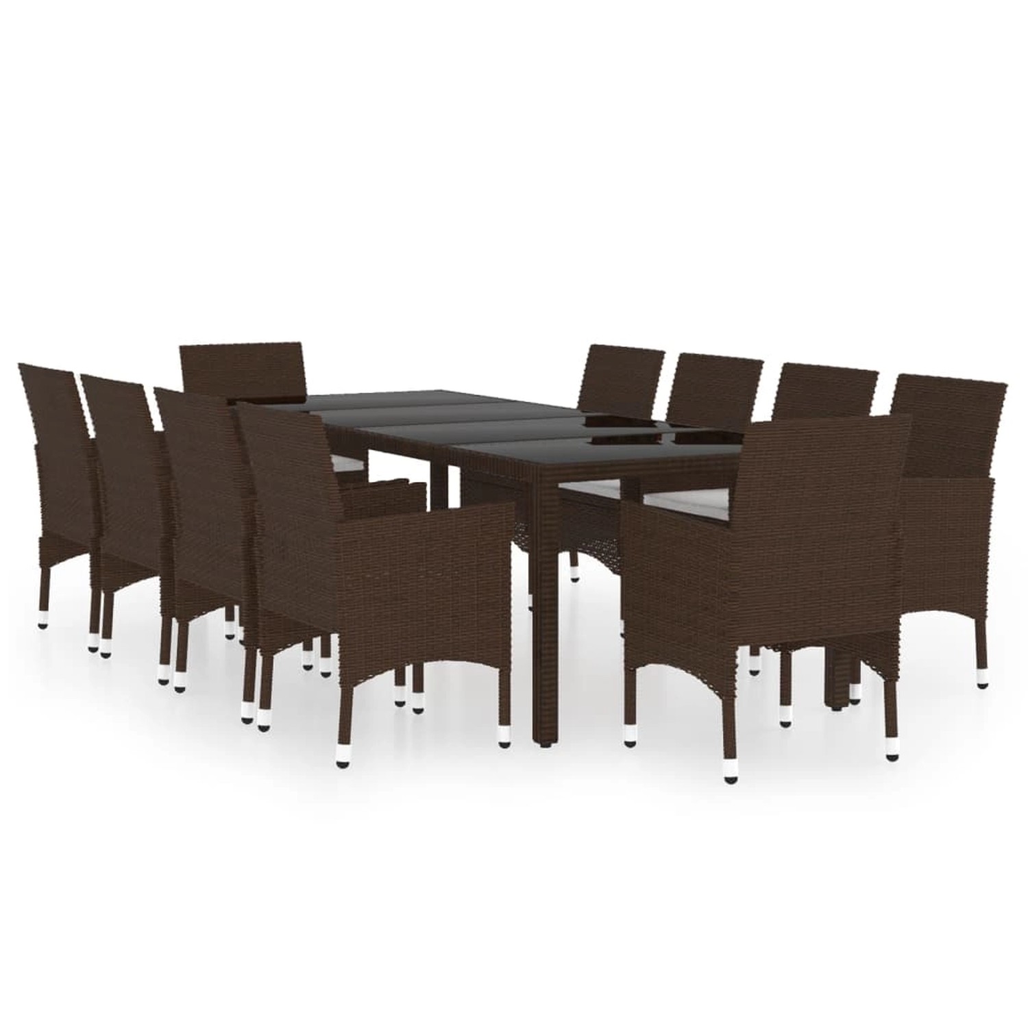 vidaXL 11-Tlg Garten-Essgruppe Poly Rattan Braun 3095929 günstig online kaufen