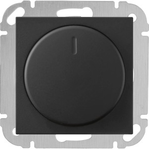 Schwarzer, matter LED Dimmer R,L Finnja für Schalter & Taster. Drehknopf zur stufenlosen Helligkeitsregelung.