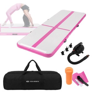 ECD Germany Aufblasbare Gymnastikmatte Airtrack 300x100x10 cm Rosa