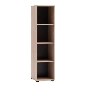 Schildmeyer Regal Arezzo Eiche mit 4 offenen Fächern für Ordner. Schmaler Aktenschrank für Büro.