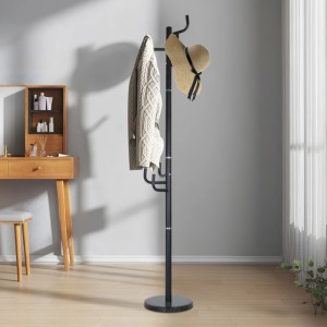Relaxdays Garderobenständer Eisen Schwarz 8 Haken 176 cm x 30 cm x 30 cm
