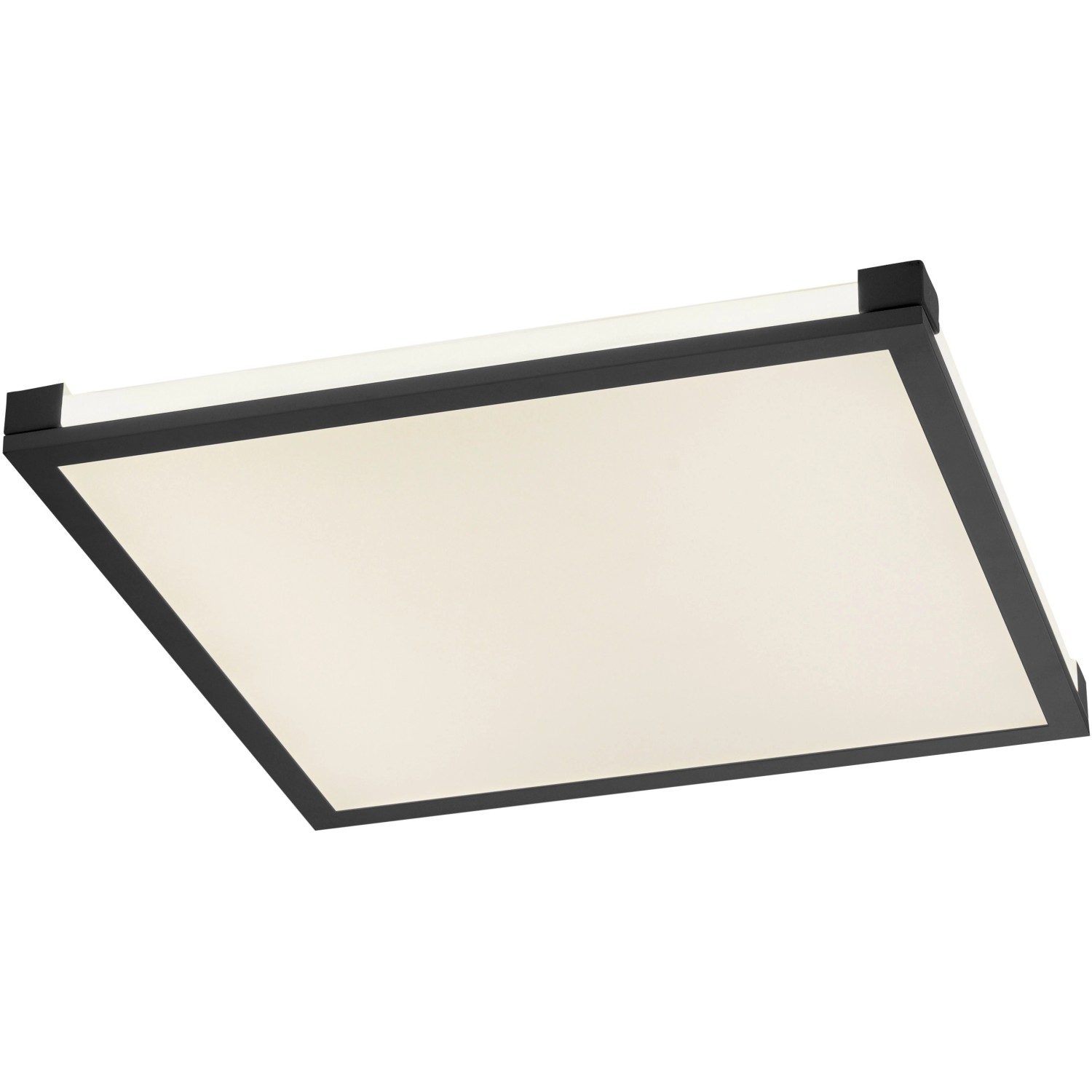 Quadratische LED-Deckenleuchte Mario in Schwarz, 45x45 cm, dimmbar und mit CCT-Funktion.