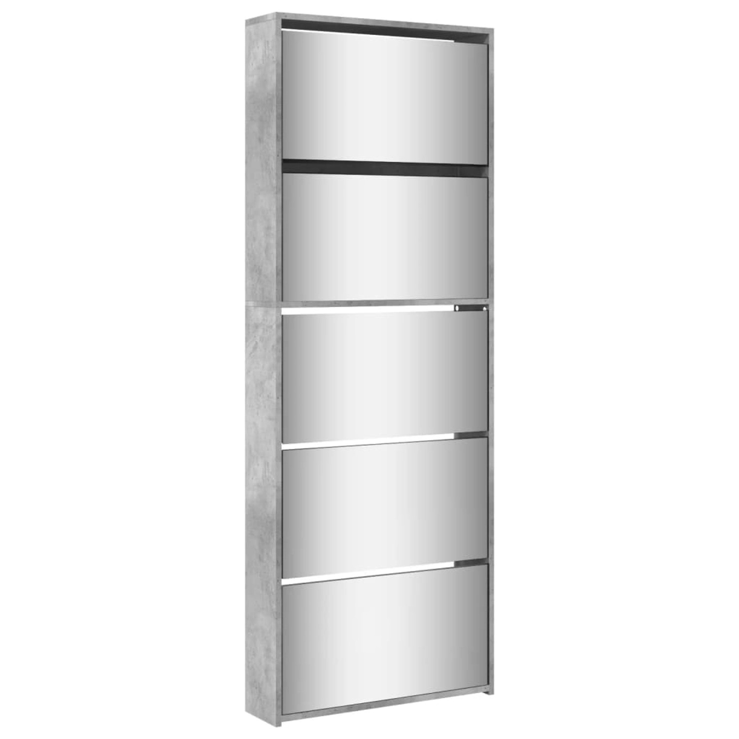 vidaXL Schuhschrank mit Spiegel 5 Fächer Betongrau 63x17x169,5 cm 3228281 günstig online kaufen