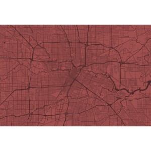 Fototapete Stadtkarte Metropole in Rot und Schwarz, 4,00 m x 2,70 m, FSC®-zertifiziert.