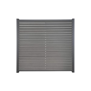 GartenLand Rhombus WPC Zaun Set Kopenhagen in Schiefergrau mit Holzstruktur und Aluminiumrahmen.