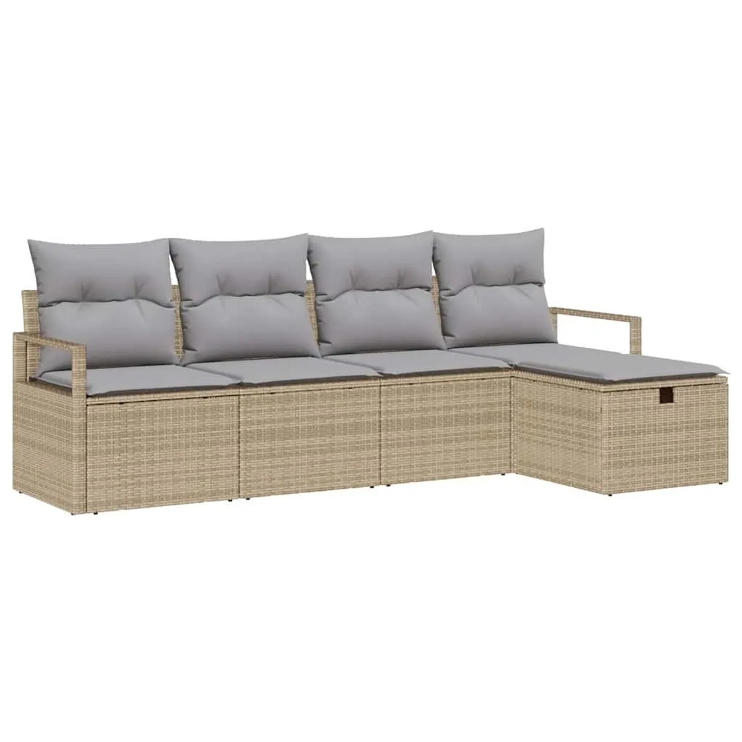 vidaXL Sofa Set mit Kissen 5-Tlg Beige und Hellgrau Poly-Rattan 3359159 günstig online kaufen