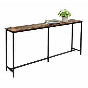 Relaxdays Konsolentisch MDF Eisen Dunkelbraun Schwarz Verstellbar 80,5 cm x 160 cm x 20 cm 7,8 kg