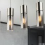 Globo Pendelleuchte Annika, Nickel matt, Rauchglas, 4-flammig. Moderne Hängeleuchte für Esszimmer und Wohnbereich.