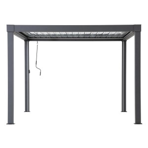 Sunjoy Multi-Pergola Matterhorn, 306x306 cm, Anthrazit. Terrassenüberdachung mit verstellbaren Lamellen.