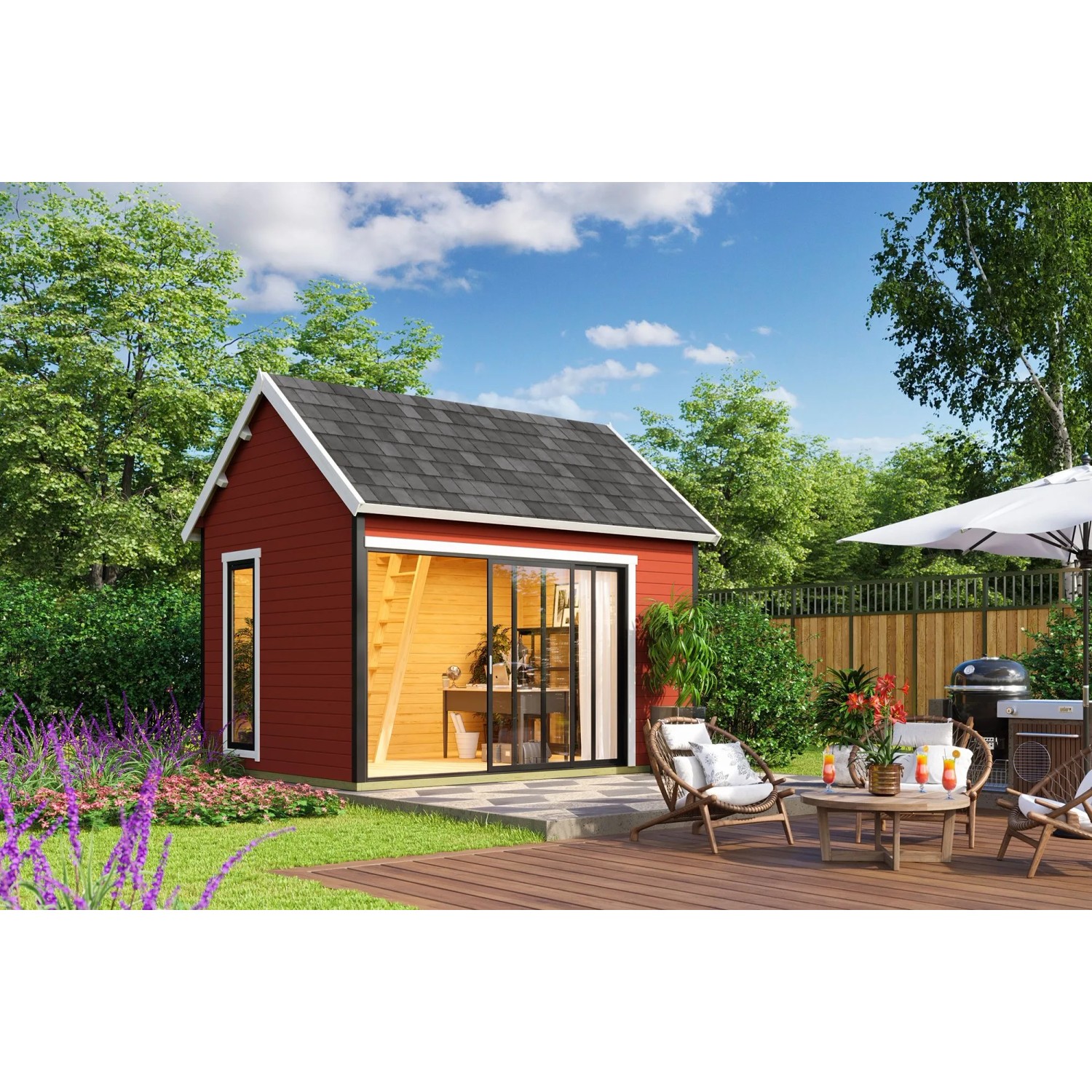 Lasita Gartenhaus Murano 2 Schwedenrot 410 cm x 300 cm