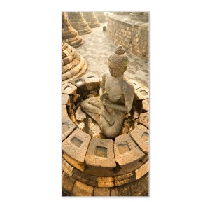 Banjado Magnettafel mit Buddha-Motiv, 37x78cm. Weiße Magnetwand für Notizen und Deko.