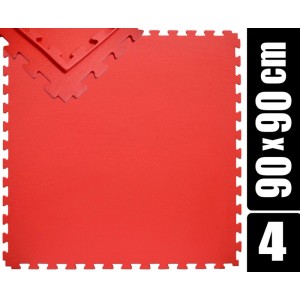 Rote eyepower Trainingsmatte XL, 4er Set 90x90 cm. Puzzle-Bodenmatten für Fitness, Yoga & Geräteschutz.