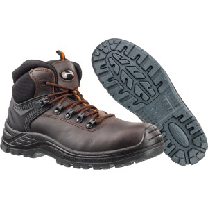 Albatros Sicherheitsstiefel Endurance Mid S3, braun-schwarz, Gr. 39, mit rutschfester Sohle.