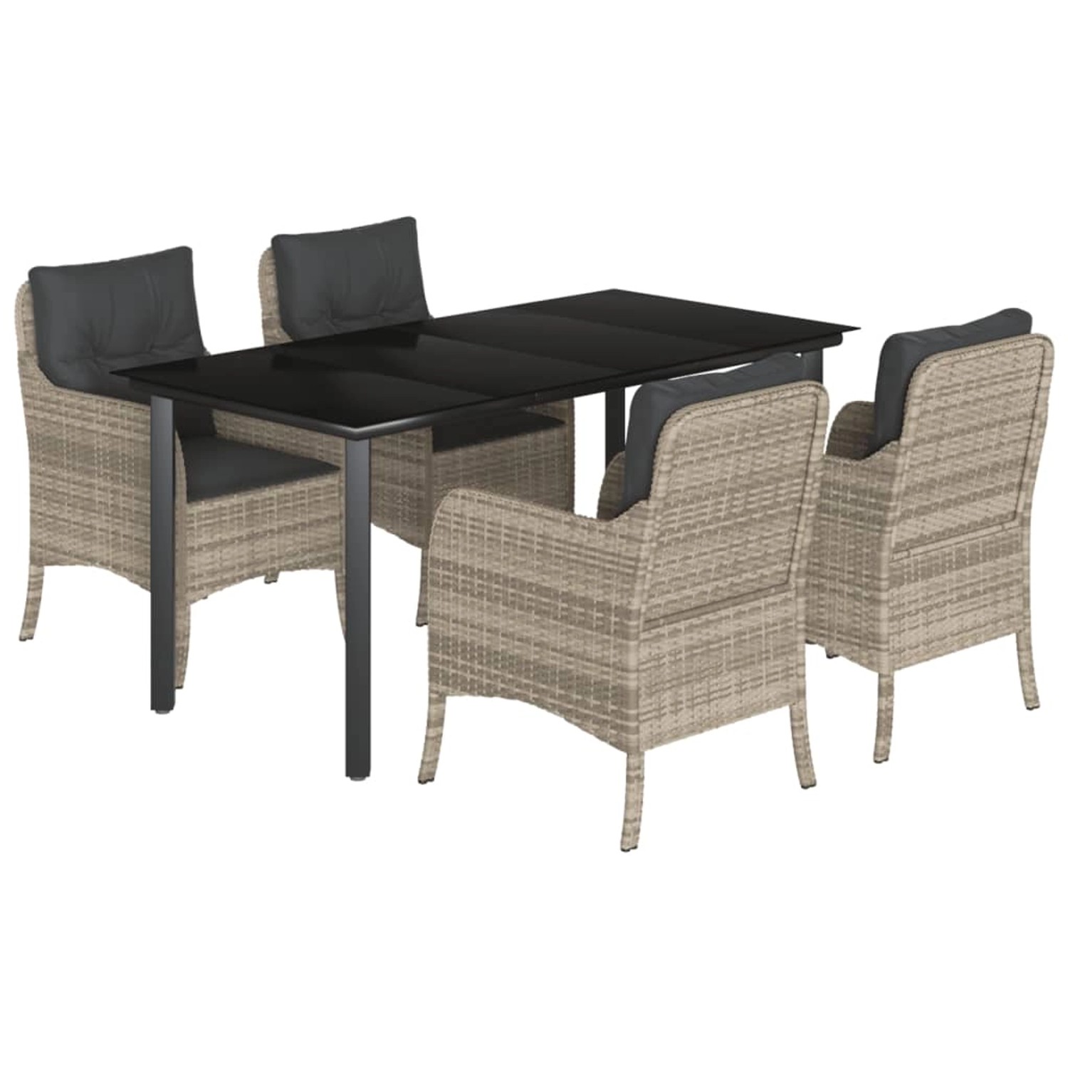 vidaXL 5-Tlg Garten-Essgruppe mit Kissen Hellgrau Poly Rattan 3212000 günstig online kaufen