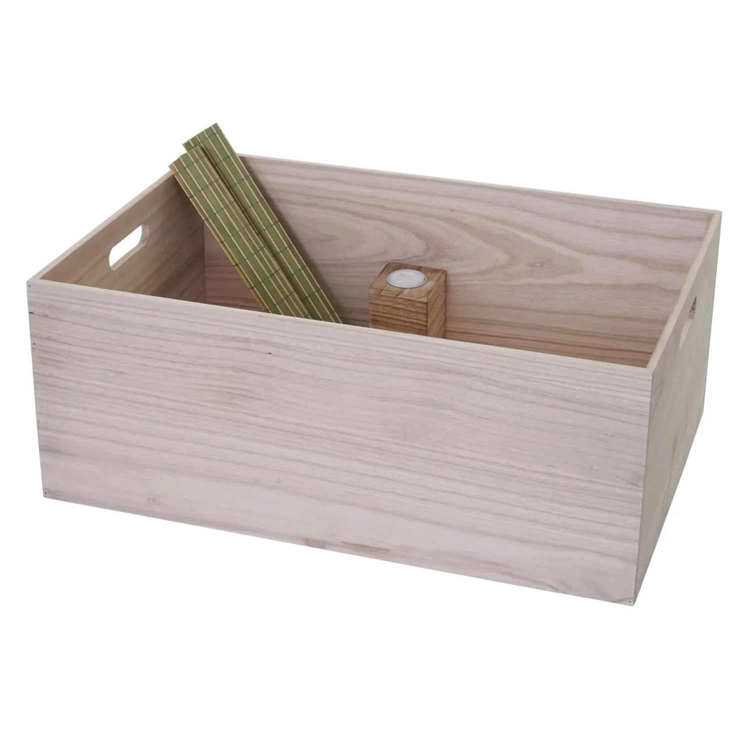 Naturbraune MCW Holzbox C20 (60x40x24cm) mit Tragegriffen, ideal zur Aufbewahrung.