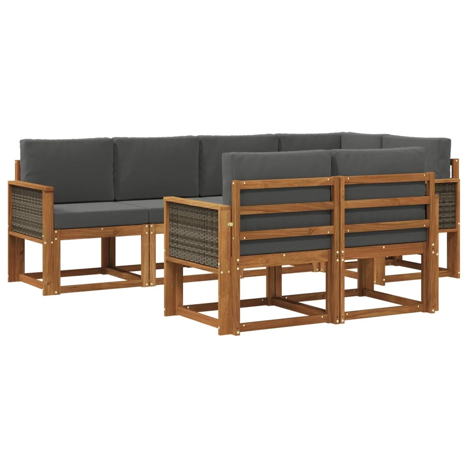 vidaXL Outdoor-Sofagarnitur 7 Stk Natur und Anthrazit Polyester 3385288