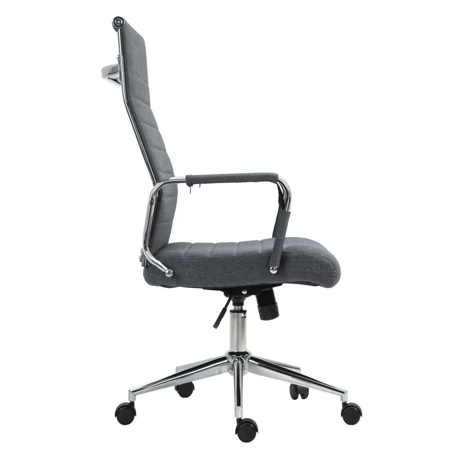 Dunkelgrauer Svita Bürostuhl Office Comfort mit hoher Rückenlehne und Stoffbezug.