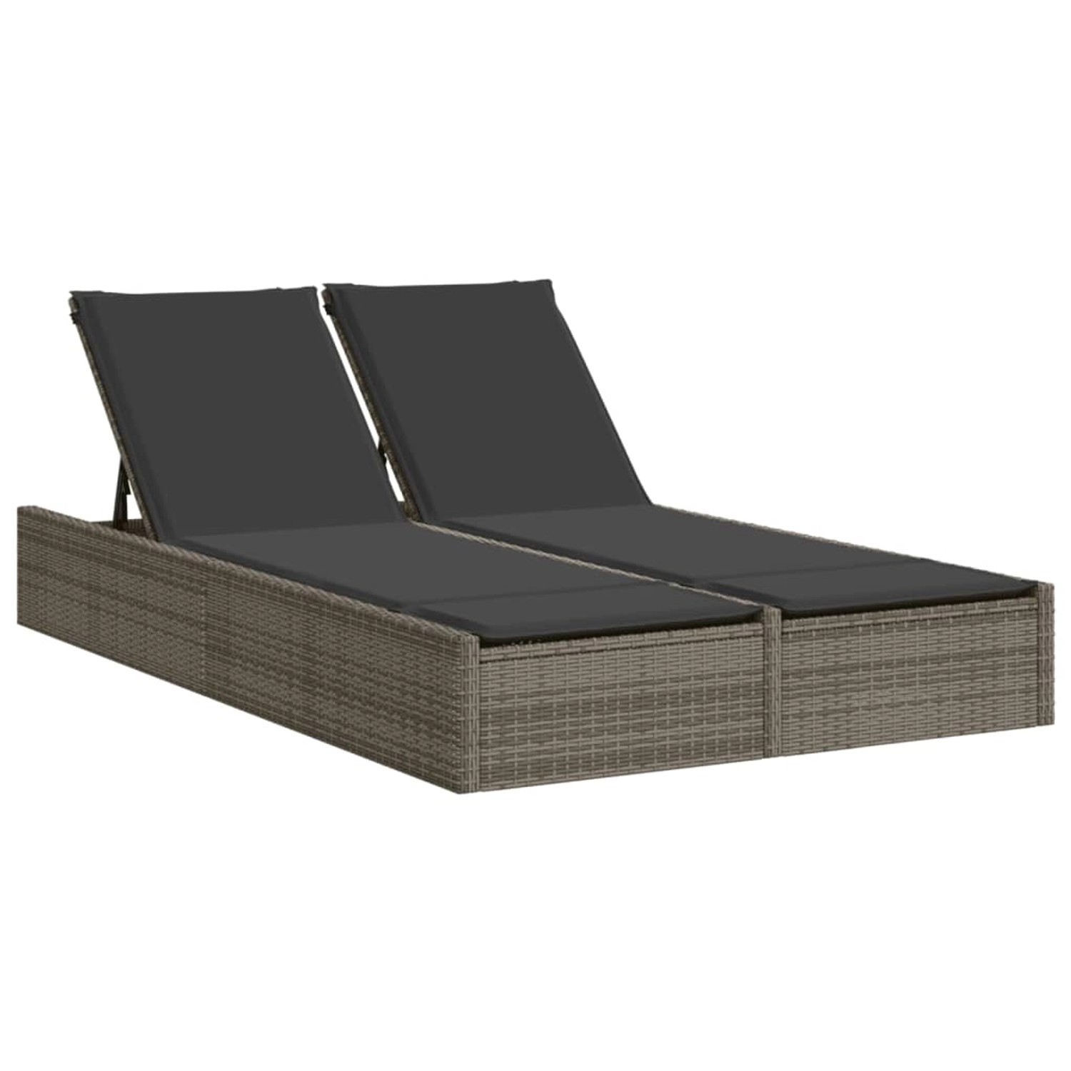 vidaXL Doppel-Sonnenliege mit Kissen Grau Poly Rattan 368630 günstig online kaufen
